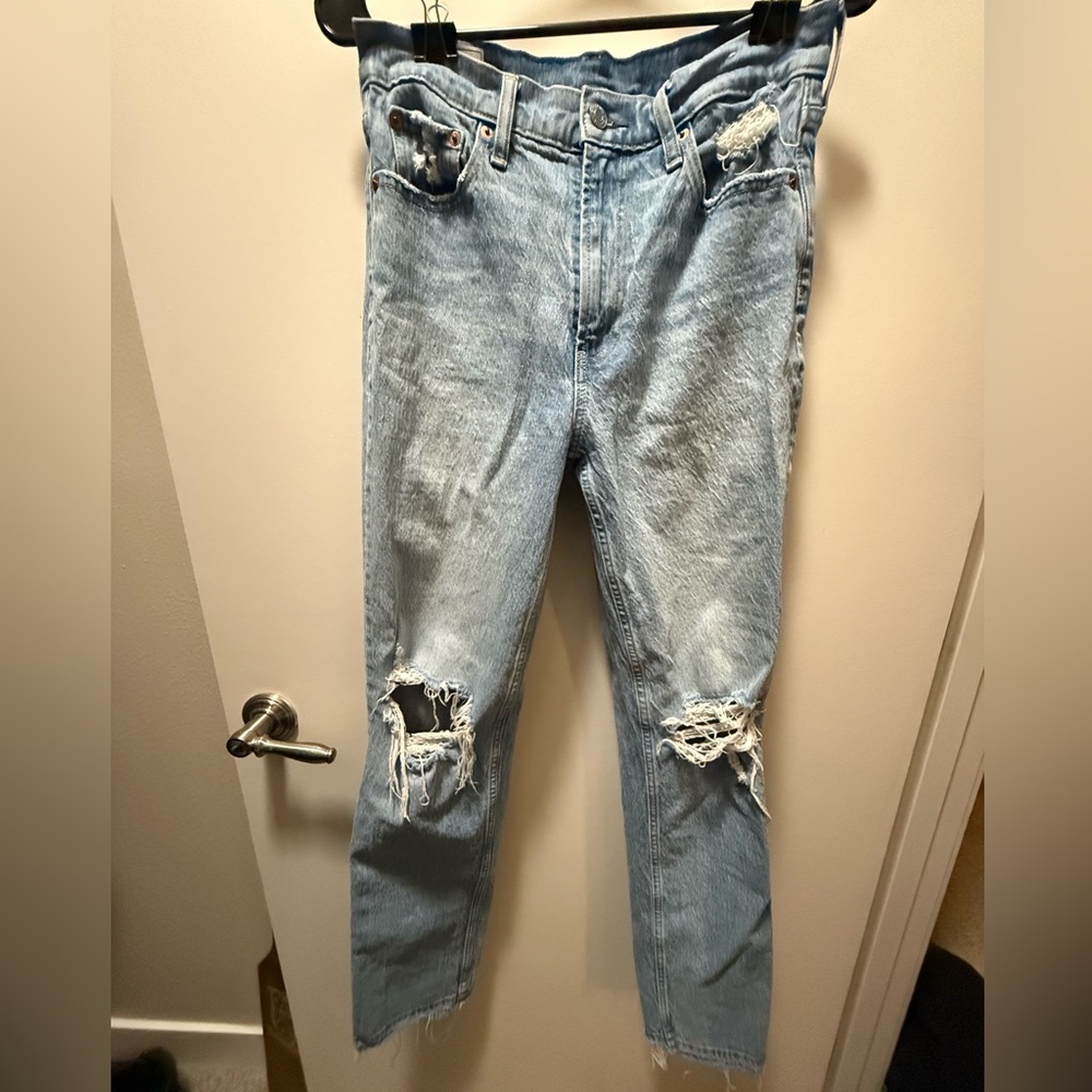 GAP High Rise Light Blue Distressed Jeans